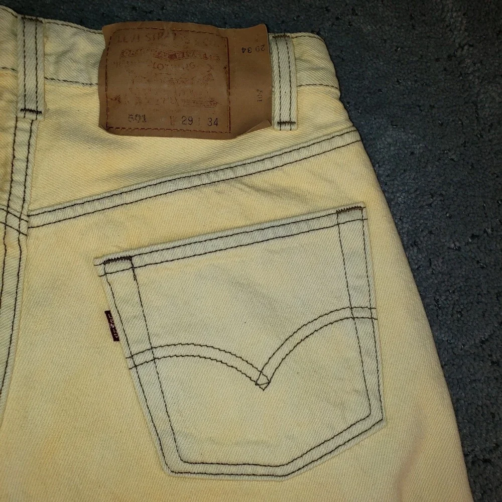 VTG 90s Levis 501 Jeans Mens 29x34 Yellow Denim Button Fly 501 0648 Made In USA